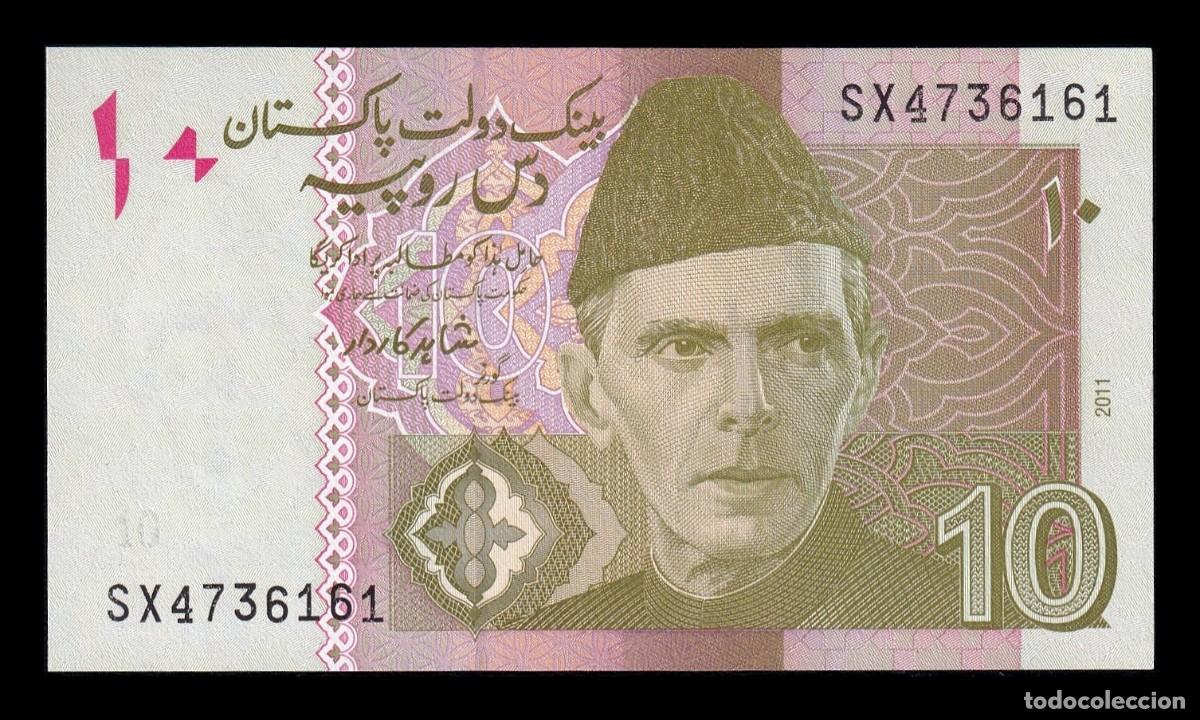Billetes extranjeros: Pakist&aacute;n 10 Rupias Mohammed Ali Jinnah 2011 Pick 45f(1) Sc Unc