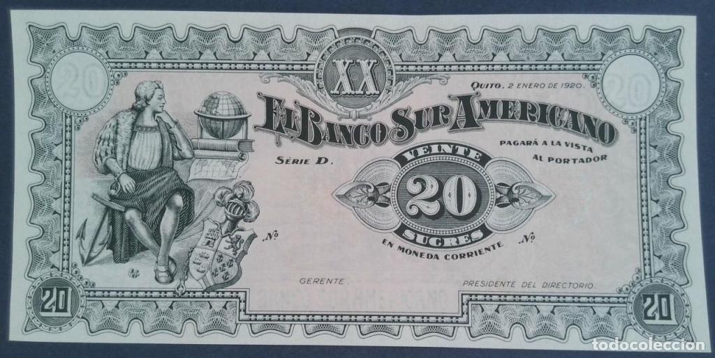 Billetes extranjeros: Ecuador, 20 Sucres 1920 - S253a - (SC / UNC) [XXREF2981023XXREF]