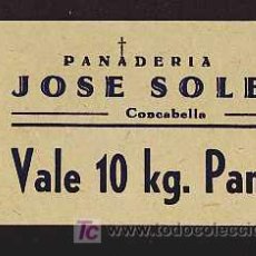 Billetes locales: VALE DE 10 KGS. DE PAN DE PANADERIA JOSE SOLE DE CONCABELLA (LLEIDA) (POST GUERRA CIVIL). Lote 19803043