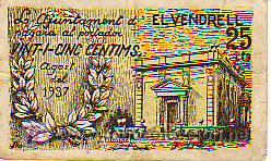 Billetes locales: BITLLET - EL VENDRELL 25 CTS - cmb - Foto 1