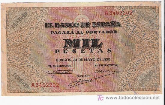 Billetes locales: BURGOS..........1000 PTS 1938................EBC- - Foto 1