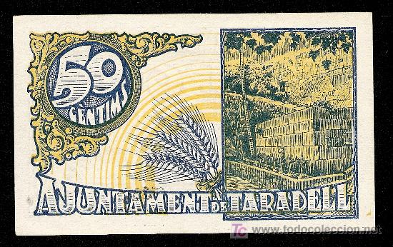 Billetes locales: TARADELL (BARCELONA): 50 Centimos 1937  S/C - Foto 2
