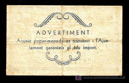 Billetes locales: TARREGA (LERIDA): 50 Centimos 1937  EBC - Foto 2