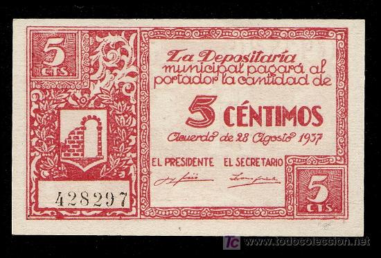 Billetes locales: GRAUS (HUESCA): 5 Centimos 1937 S/C - Foto 1