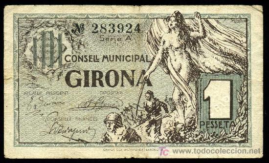 Billetes locales: GERONA. 1 PTA  ABRIL 1937 MBC+ - Foto 1