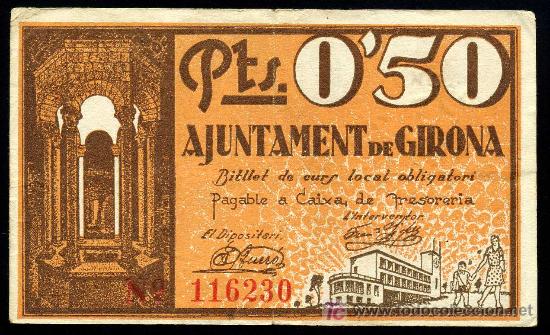 Billetes locales: GERONA. 50 CTMOS 1937 EBC- - Foto 2