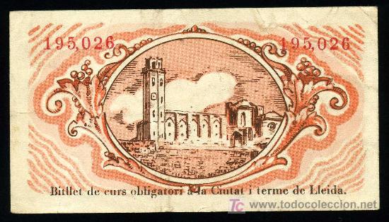 Billetes locales: LLEIDA (LERIDA) 25 CTMOS. 30 DE JUNIO 1937 EBC+ - Foto 2
