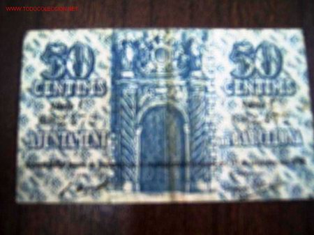 Billetes locales: CINQUANTA CENTIMS AJUNTAMENT DE BARCELONA - Foto 2
