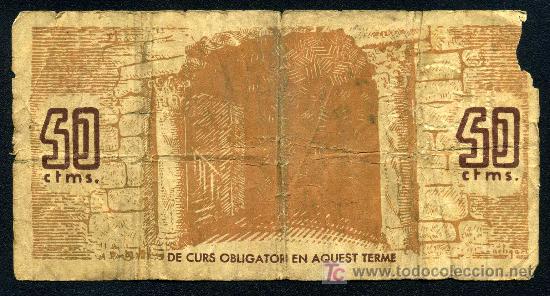 Billetes locales: CORNELLA DE LLOBREGAT ( BARCELONA ) : 50 Centimos 1937  BC+ - Foto 2