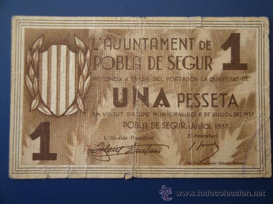 Billetes locales: 1 PTA POBLA DE SEGUR - Foto 1