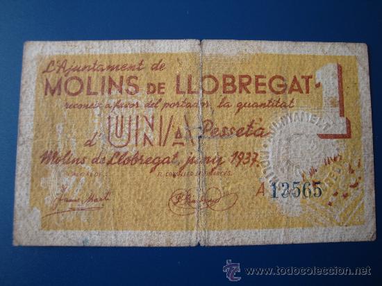 Billetes locales: MOLINS DE LLOBREGAT 1 PTA - Foto 1