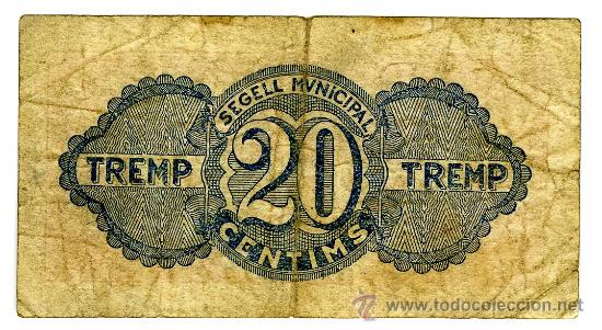 Billetes locales: consell municipal tremp 20 centimos - Foto 2