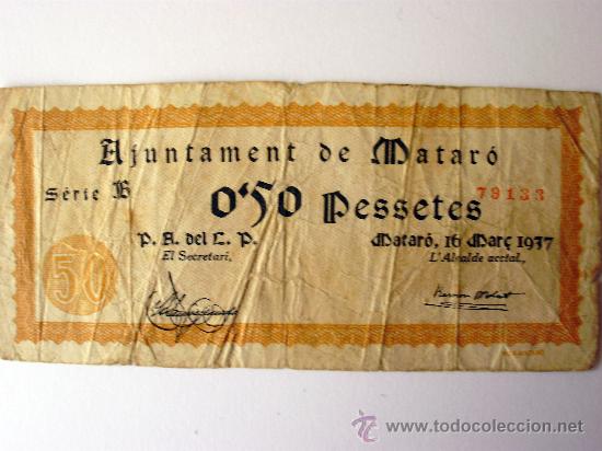 Billetes locales: MATAR&Oacute; - 50 CTS. TURR&Oacute; 1706 - Foto 1