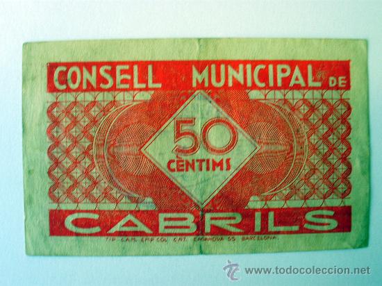 Billetes locales: CABRILS - 50 CTS. TURR&Oacute; 662-C - Foto 2