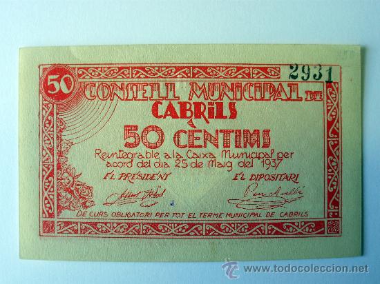 Billetes locales: CABRILS - 50 CTS. TURR&Oacute; 662-C - Foto 1