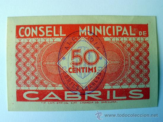 Billetes locales: CABRILS - 50 CTS. TURR&Oacute; 662-C - Foto 2