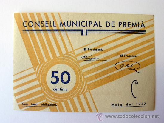 Billetes locales: PREMIA - 50 CTS. TURR&Oacute; 2310 - Foto 1