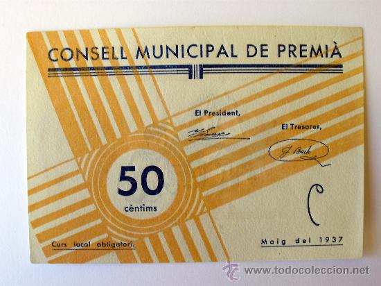 Billetes locales: PREMIA - 50 CTS. TURR&Oacute; 2310 - Foto 1