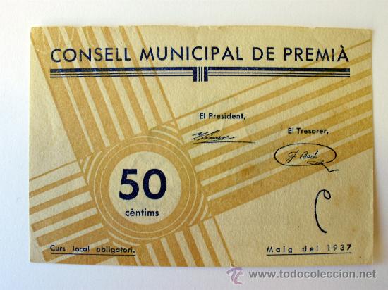 Billetes locales: PREMIA - 50 CTS. TURR&Oacute; 2310 - Foto 1