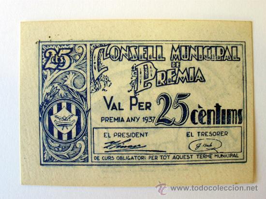 Billetes locales: PREMIA - 25-CTS. TURR&Oacute; 2311-A - Foto 1