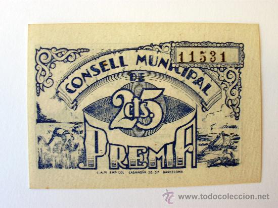 Billetes locales: PREMIA - 25-CTS. TURR&Oacute; 2311-A - Foto 2