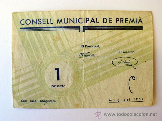 Billetes locales: PREMIA - 1 PTS. TURR&Oacute; 2309-C - Foto 1