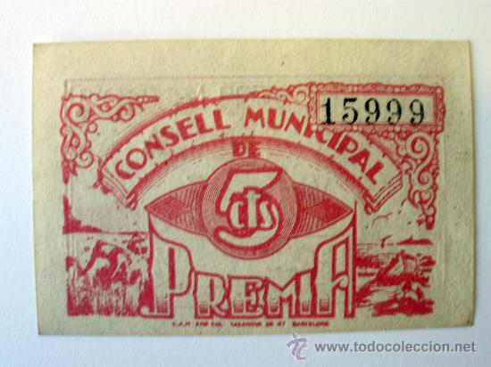 Billetes locales: PREMIA - 5-CTS. TURR&Oacute; 2313-B - Foto 2