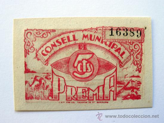 Billetes locales: PREMIA - 5-CTS. TURR&Oacute; 2313-B - Foto 2