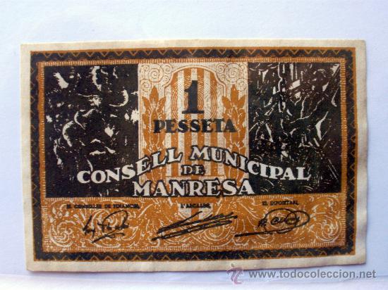 Billetes locales: MANRESA - 1 PTA. TURR&Oacute; 1620-B - Foto 1