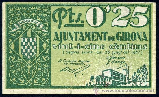 Billetes locales: GERONA : 25 Centimos  25 de Junio 1937  EBC - Foto 2