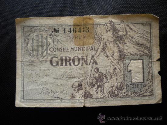 Billetes locales: billete de Girona 1 peseta - Foto 1
