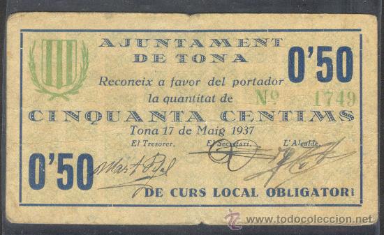 Billetes locales: 50 CTMS DEL AJUNTAMENT DE TONA - Foto 1