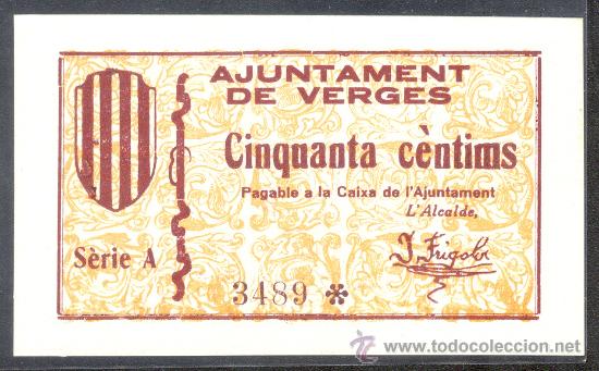 Billetes locales: 50 CTMS DEL AJUNTAMENT DE VERGES SC - Foto 1