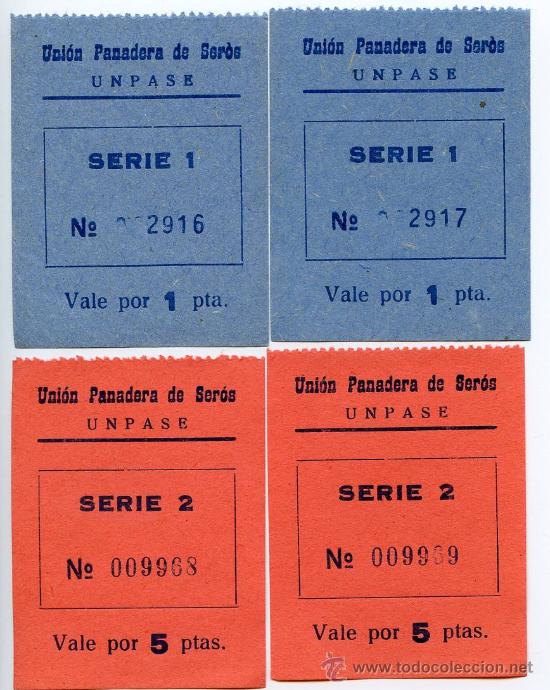 Billetes locales: Lote de 2 vales de la Uni&oacute;n Panadera de Seros - Foto 1