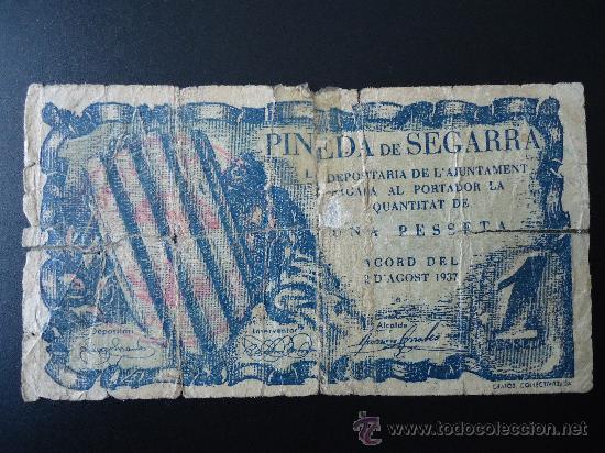 Billetes locales: PINEDA DE SEGARRA 1 pta. - Foto 1