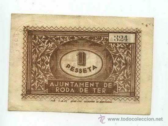 Billetes locales: BILLETE  LOCAL DE RODA DE TER 1 PESETA - Foto 2