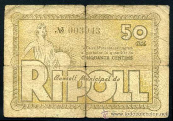 Billetes locales: RIPOLL : 50 CENTIMOS - Foto 1