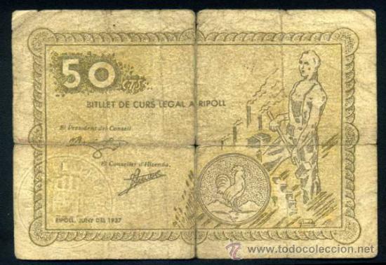Billetes locales: RIPOLL : 50 CENTIMOS - Foto 2