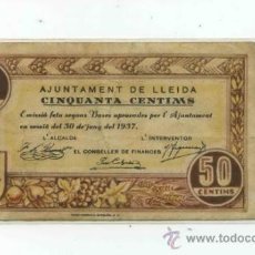Billetes locales: LLEIDA 50 CENTS
