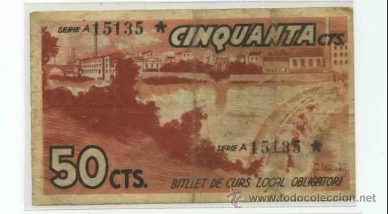 Billetes locales: SALLENT 0,50 PTA - Foto 2