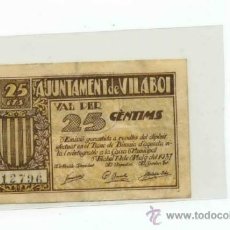 Billetes locales: VILABOI 0,25 PTA (SANT BOI DE LLOBREGAT)