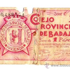 Billetes locales: BILLETE 1 PESETA 1 DE OCTUBRE DE 1937. 0,489,523 SERIE C.