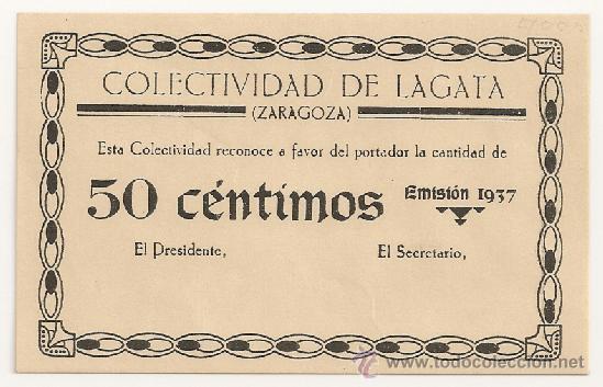 Billetes locales: 50 CENTIMOS DE LAGATA (ZARAGOZA) SC - Foto 1