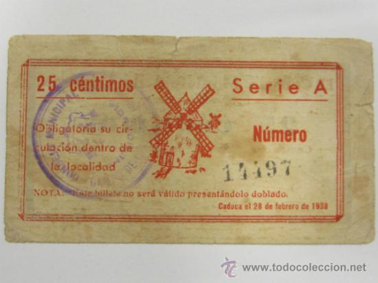 Billetes locales: 25 c&eacute;ntimos de Campo de Criptana (Criptana) escaso - Foto 2