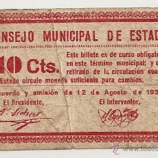 Billetes locales: 10 CENTIMOS DE ESTADA (HUESCA) RARISIMO