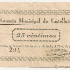 Billetes locales: 25 CENTIMOS DE CASTELLOTE RARO ASI Nº BAJO-294. Lote 51093299