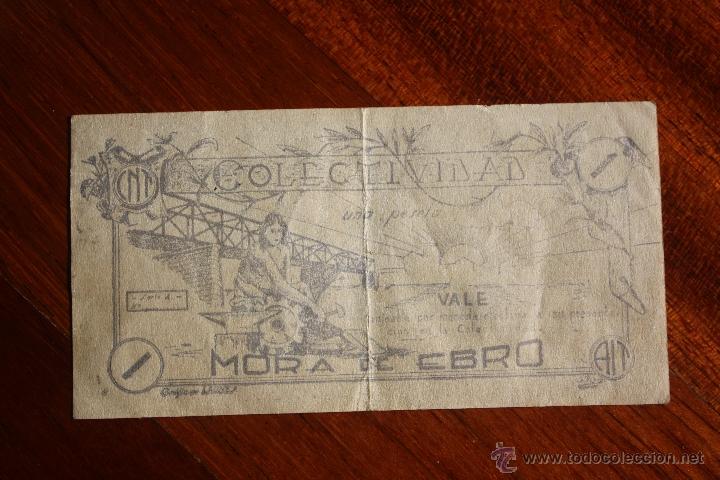 Billetes locales: MORA DE EBRO, COLECTIVIDAD, 1 PESETA. - Foto 1