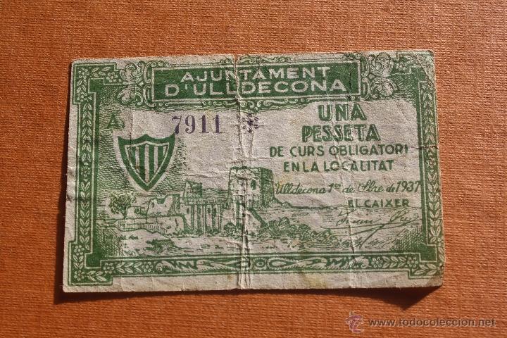 Billetes locales: D&acute;ULLDECONA, UNA PESSETA 1937 - Foto 1