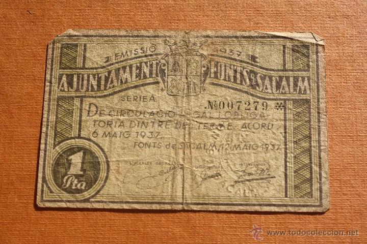 Billetes locales: FONTS DE SACALM, 1 PESETA. - Foto 1