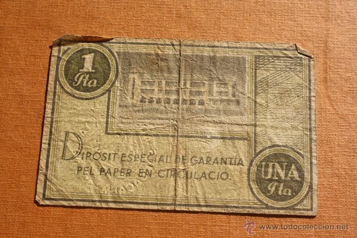 Billetes locales: FONTS DE SACALM, 1 PESETA. - Foto 2
